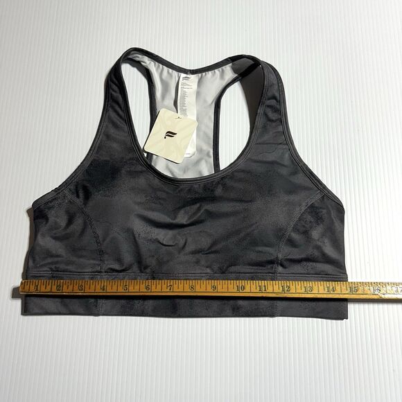 Fabletics On The Go Medium Impact Sports Bra Phone Pocket Size L Onyx Smudge NWT - Picture 8 of 9